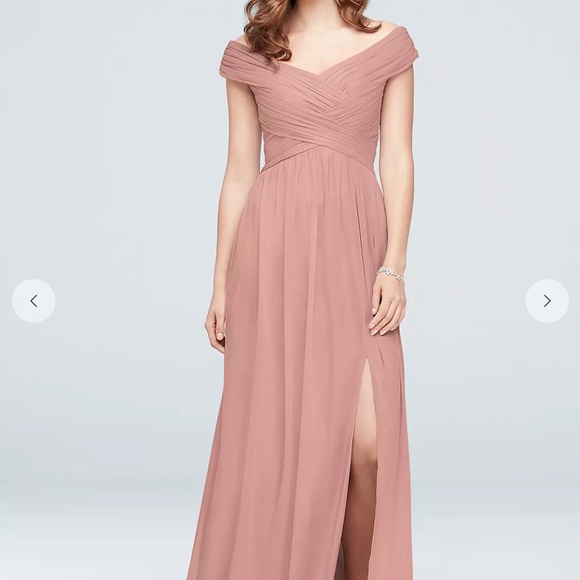 Crisscross Off-the-Shoulder Bridesmaid Dress - Picture 2 of 3